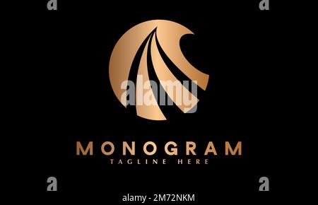Roud swirl logo vector monogram template Stock Vector