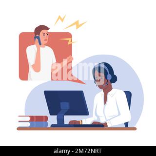 Deal with angry customer on phone 2D vector isolated illustration Stock Vector