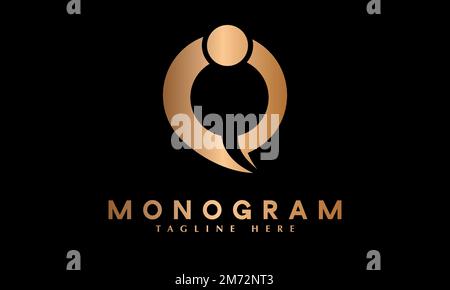Round chat logo vector monogram template Stock Vector