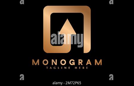 Square arrow logo vector monogram template Stock Vector