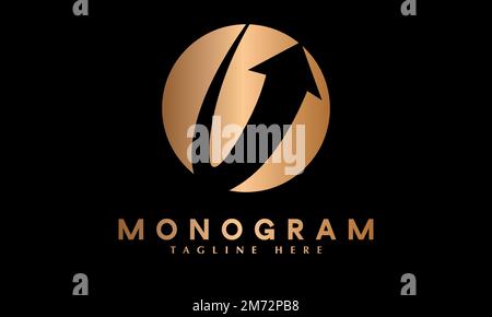 Round technology logo vector monogram template Stock Vector