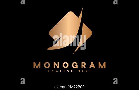 Square swirl logo vector monogram template Stock Vector