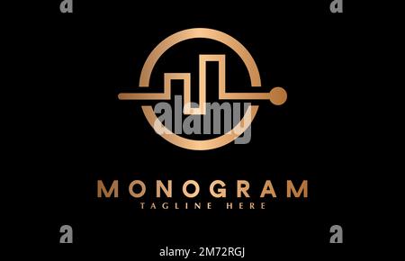 Technology data transfer logo vector monogram template Stock Vector