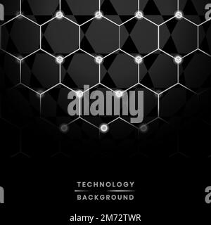 Gray hexagon network technology background vector Stock Vector