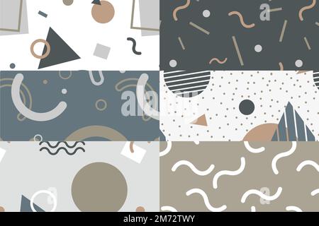 Memphis patterned backgrounds vector set Stock Vector