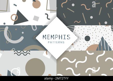 Memphis patterned backgrounds vector set Stock Vector