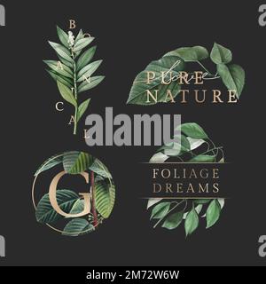 Tropical botanic logo collection vector Stock Vector