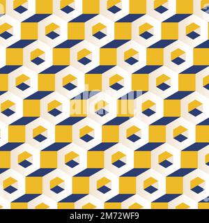 3D yellow and blue hexagonal patterned background vector Stock Vector