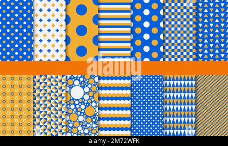 Set of geometric seamless pattern. Set of abstract seamless patterns. Collection of simple geometric backgrounds. Vector illustration Stock Vector