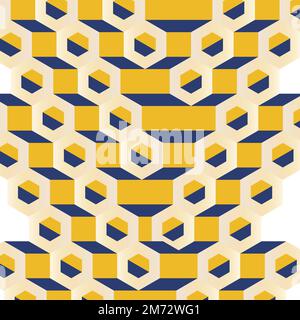 3D yellow and blue hexagonal patterned background vector Stock Vector