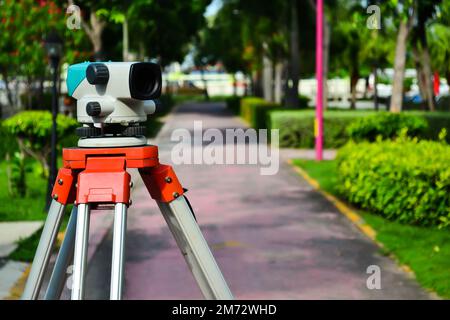 Focus level telescope on blur background Stock Photo