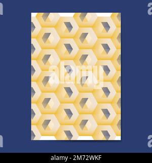3D yellow and blue hexagonal patterned poster template vector Stock Vector