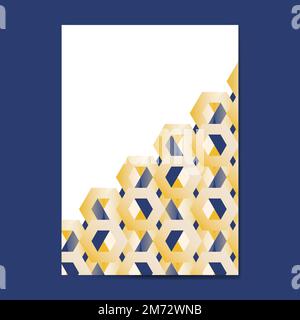 3D yellow and blue hexagonal patterned poster template vector Stock Vector