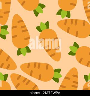 Carrot seamless pattern cute background. Vector cute carrots seamless pattern isolated. Carrot seamless background. Vector illustration Stock Vector