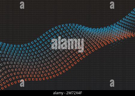 abstract technology background with digital data and wave pattern Stock Vector