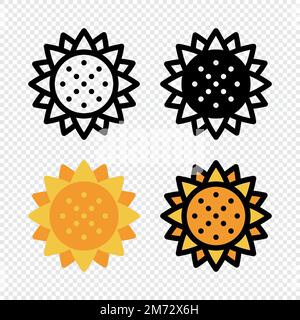 Sunflower icon set. Colorful cartoon sunflower icon. Creative geometric sunflower logo design. Vector illustration Stock Vector