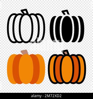 Pumpkin food icon set. Colorful cartoon pumpkin icon. Pumpkin logo. Vegetable and food. Diet sign vector graphics. Vector illustration Stock Vector