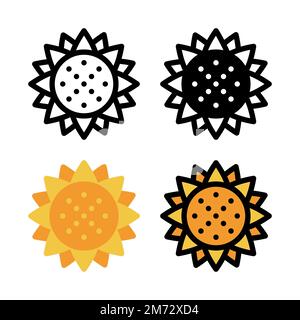 Sunflower icon set. Colorful cartoon sunflower icon. Creative geometric sunflower logo design. Vector illustration Stock Vector