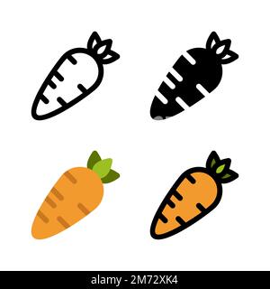 Carrot food icon set. Colorful cartoon carrot icon. Carrot logo. Vegetable and food. Diet sign vector graphics. Vector illustration Stock Vector