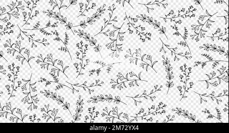 Elegant seamless pattern with plants and herbs. Leaves seamless pattern. Botanical seamless pattern. Floral background. Hand drawn vector illustration Stock Vector