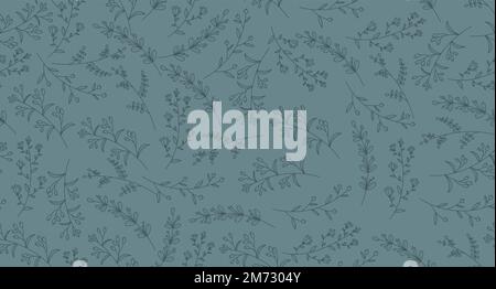 Elegant seamless pattern with plants and herbs. Leaves seamless pattern. Botanical seamless pattern. Floral background. Hand drawn vector illustration Stock Vector