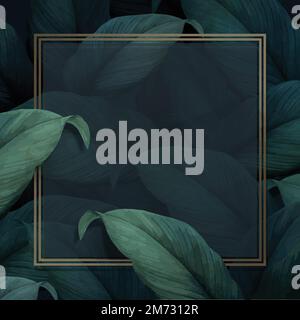 Green tropical leaves patterned poster vector Stock Vector