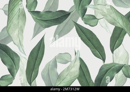 Hand drawn tropical leaves background vector Stock Vector