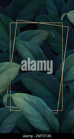 Green tropical leaves patterned poster vector Stock Vector