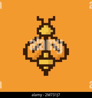 Pixel bee. Cute pixel bee. 8 bit pixel bee image. Old school computer graphic style. Vector Illustration Stock Vector