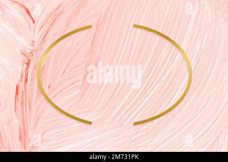 Gold oval frame on a pastel pink paintbrush stroke patterned background vector Stock Vector