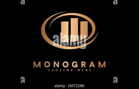 Finance chart logo vector monogram template Stock Vector