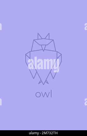 owl origami. Abstract line art owl logo design. Animal origami. Animal line art. Pet shop outline illustration. Vector illustration Stock Vector