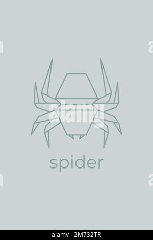 spider origami. Abstract line art spider logo design. Animal origami. Animal line art. Pet shop outline illustration. Vector illustration Stock Vector