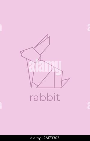 rabbit origami. Abstract line art rabbit logo design. Animal origami. Animal line art. Pet shop outline illustration. Vector illustration Stock Vector