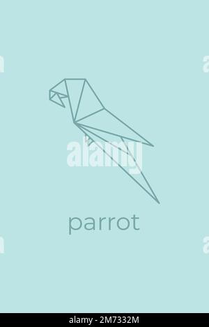parrot origami. Abstract line art parrot logo design. Animal origami. Animal line art. Pet shop outline illustration. Vector illustration Stock Vector