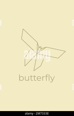 butterfly origami. Abstract line art butterfly logo design. Animal origami. Animal line art. Pet shop outline illustration. Vector illustration Stock Vector