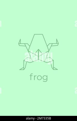 frog origami. Abstract line art frog logo design. Animal origami. Animal line art. Pet shop outline illustration. Vector illustration Stock Vector
