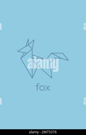 fox origami. Abstract line art fox logo design. Animal origami. Animal line art. Pet shop outline illustration. Vector illustration Stock Vector