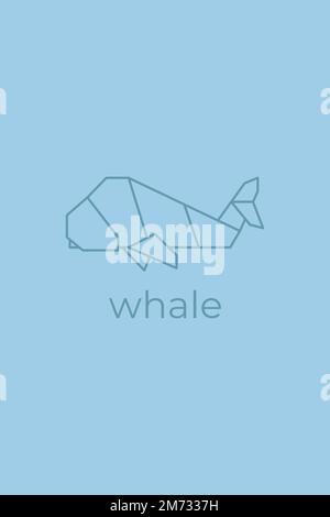 whale origami. Abstract line art whale logo design. Animal origami. Animal line art. Pet shop outline illustration. Vector illustration Stock Vector