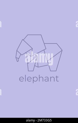 elephant origami. Abstract line art elephant logo design. Animal origami. Animal line art. Pet shop outline illustration. Vector illustration Stock Vector