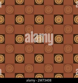 Ethnic Seamless Pattern with geometric Tribal style elements in brown colours. Stock Vector