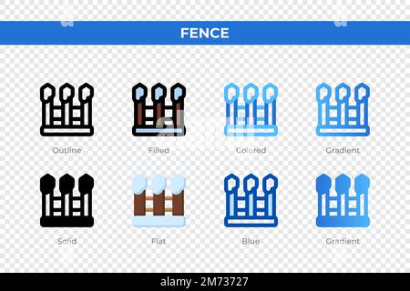Fence icons in different style. Fence icons set. Holiday symbol. Different style icons set. Vector illustration Stock Vector