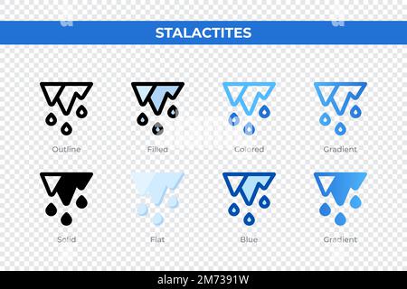 Stalactites icons in different style. Stalactites icons set. Holiday symbol. Different style icons set. Vector illustration Stock Vector