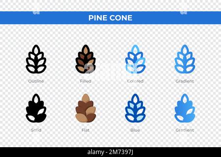 Pine cone icons in different style. Pine cone icons set. Holiday symbol. Different style icons set. Vector illustration Stock Vector