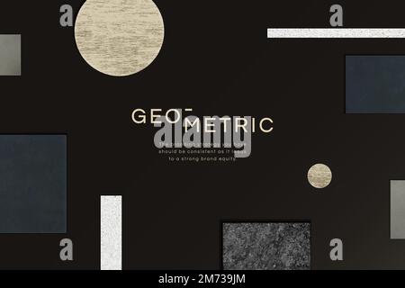 Geometric shape patterned on black background vector Stock Vector