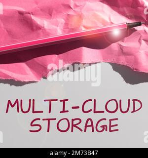Inspiration showing sign Multi Cloud Storage. Business idea use of multiple cloud computing and storage services Stock Photo