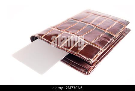 crocodile leather wallet with visit card or cheque with copy-space Stock Photo