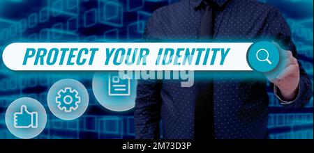Writing displaying text Protect Your Identity. Concept meaning enabling privacy on your social media accounts Stock Photo