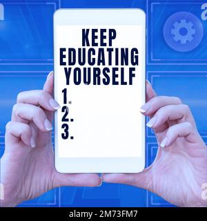Text showing inspiration Keep Educating Yourself. Word Written on dont stop studying Improve yourself using Courses Stock Photo