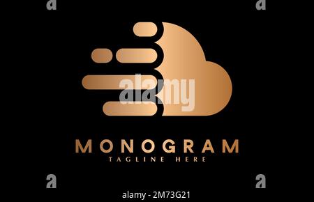 Hi speed cloud technology logo vector monogram template Stock Vector